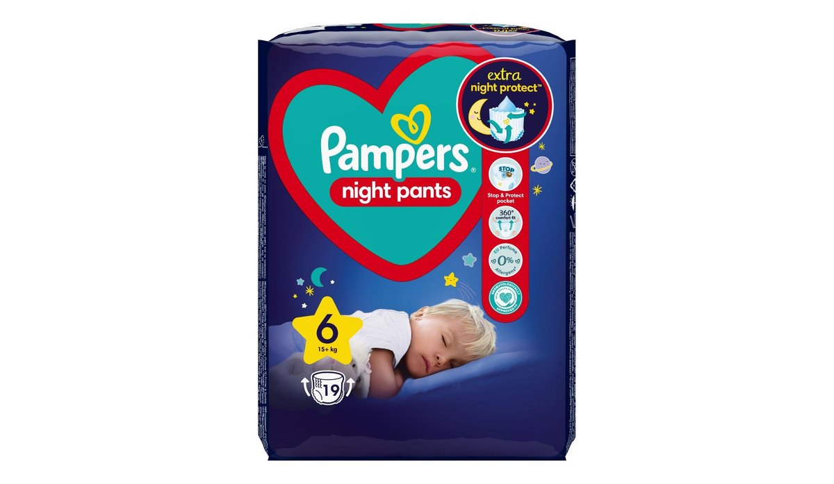 Подгузники-трусики Pampers Night Pants, размер 6 (от 15 кг), 19 шт.