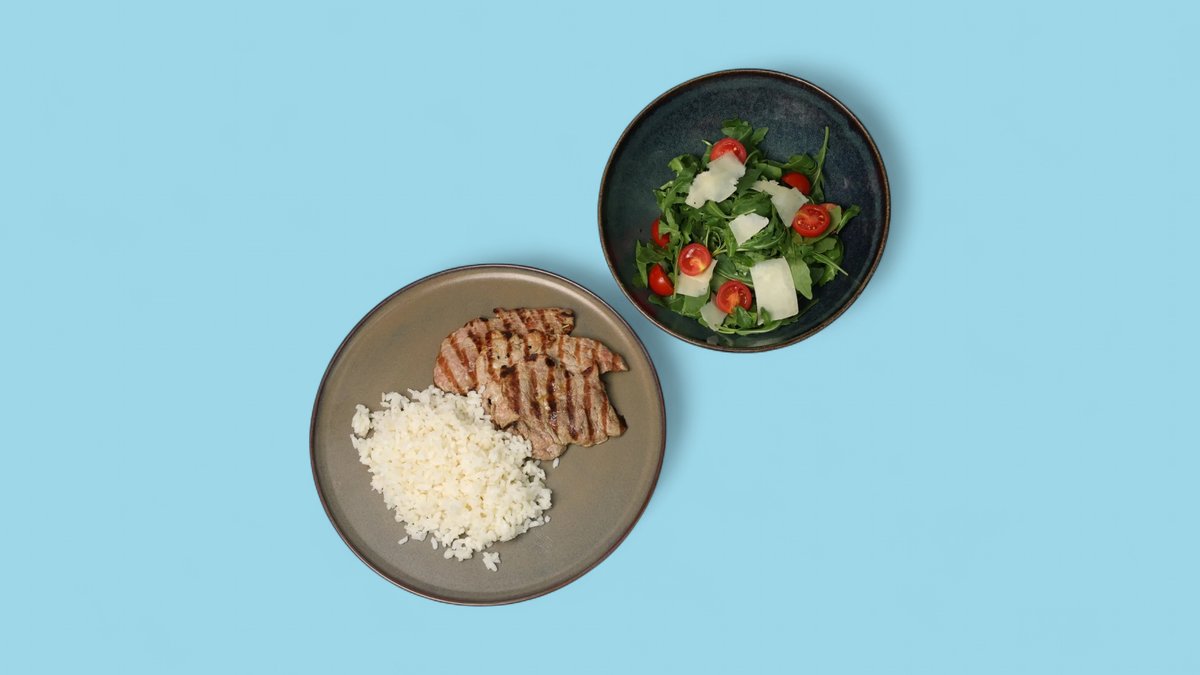 Biftek Vici , Pilaf & Sallate Rukola