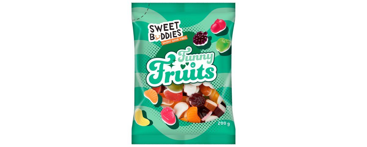 Bonbony Funny Fruits Sweet Buddies  s ovocnou příchutí