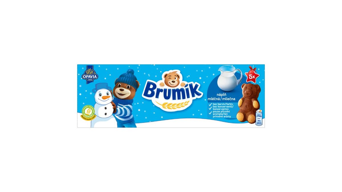 Opavia Brumík Zima s mléčnou náplní  Jemné pečivo Bez barviv a konzervantů Balení 5x 30g 150 g
