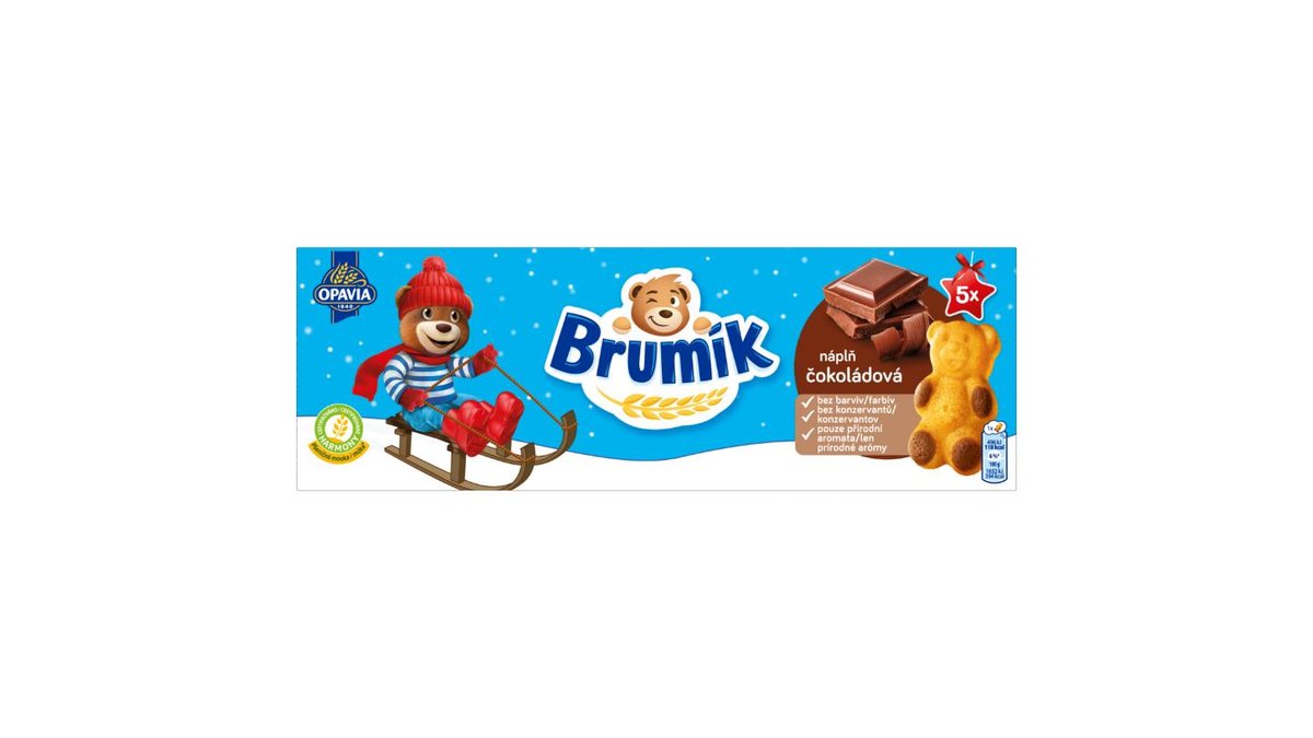 Opavia Brumík Zima s čokoládovou náplní Jemné pečivo Bez barviv a konzervantů Balení 5x 30g 150 g
