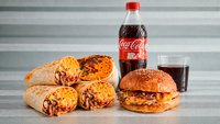 Objednať 2x kuracie burrito + smash burger + Coca-Cola