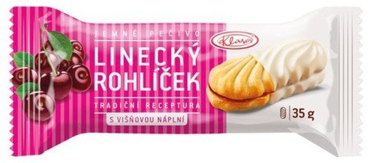 Linecký rohlíček s višňovou náplní v jogurtové polevě