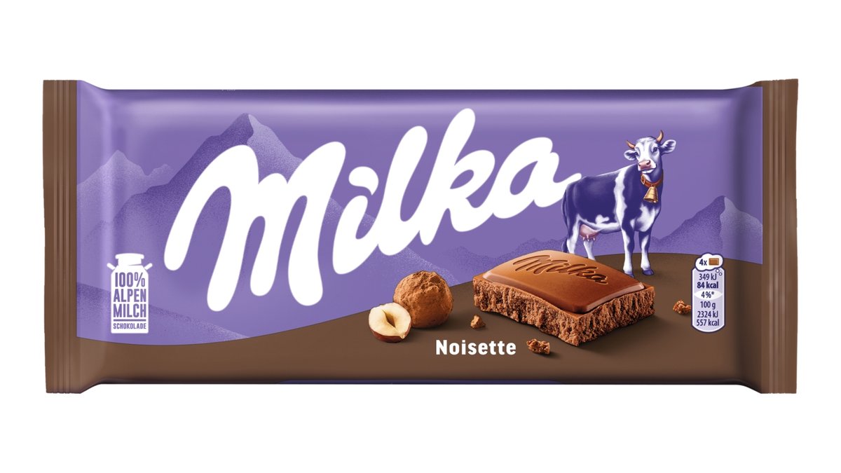 Milka Noisette mléčná čokoláda z alpského mléka s lískooříškovou pastou 90 g