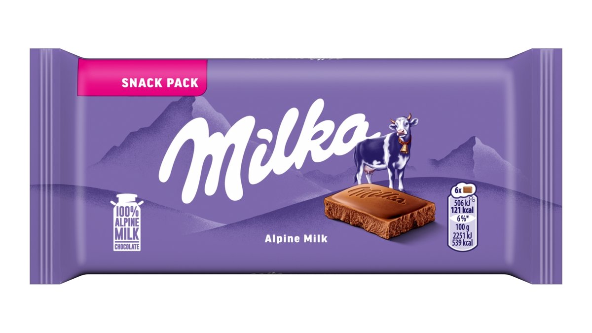 Milka Alpine Milk mléčná malá čokoláda z alpského mléka 45 g