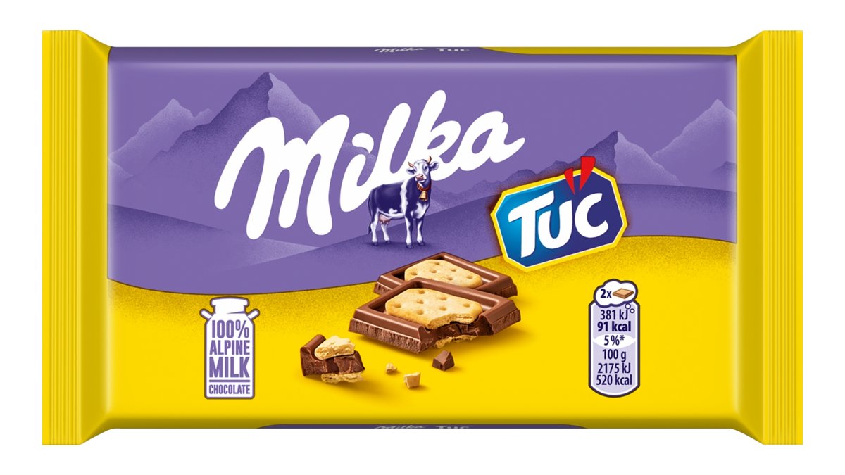 Milka TUC mléčná malá čokoláda z alpského mléka se slanými krekry TUC 35 g