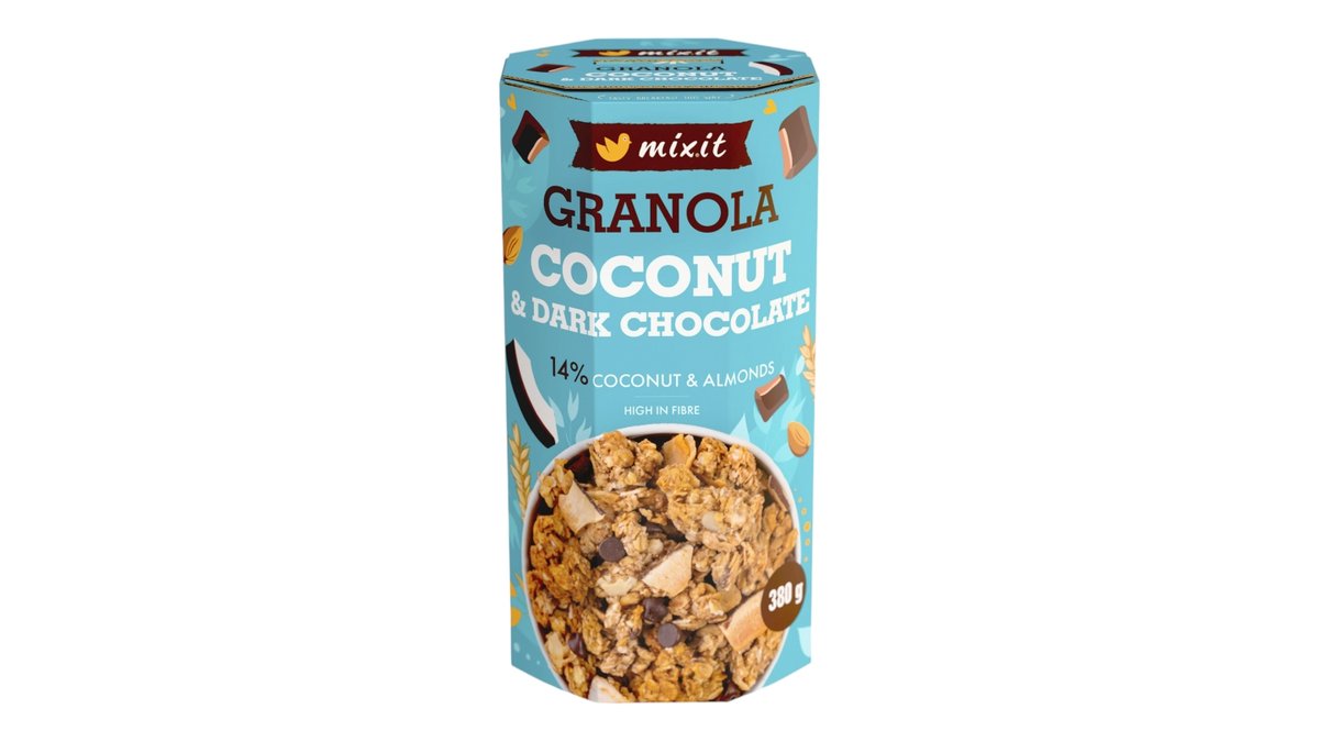 Mixit granola z pece kokos a hořká čokoláda