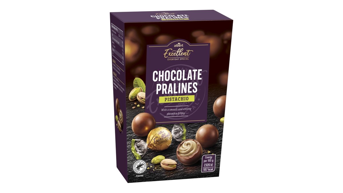 Albert Excellent pralinky mléčné s náplní pistácie