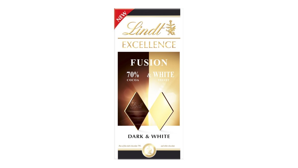 Lindt Excellence Fusion hořká a bílá čokoláda