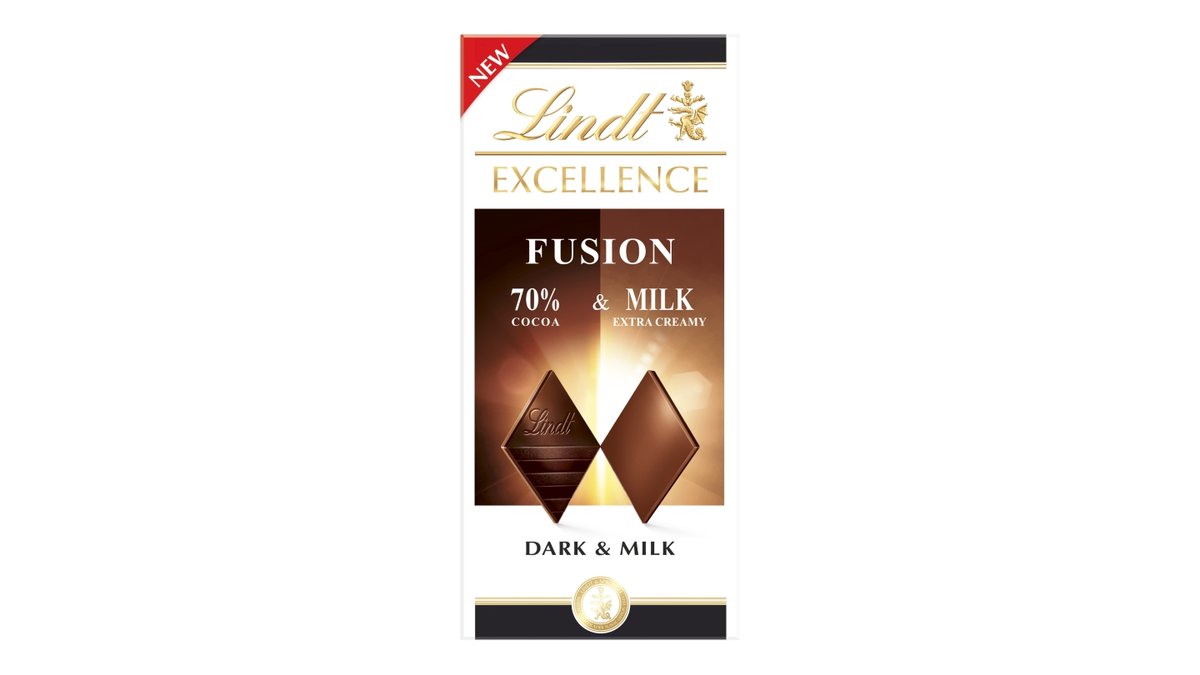 Lindt Excellence Fusion hořká a mléčná čokoláda