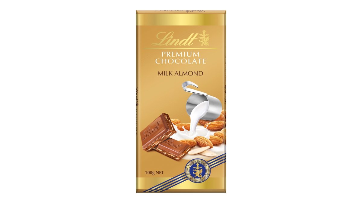 Lindt Premium čokoláda mléčná s plátky mandlí