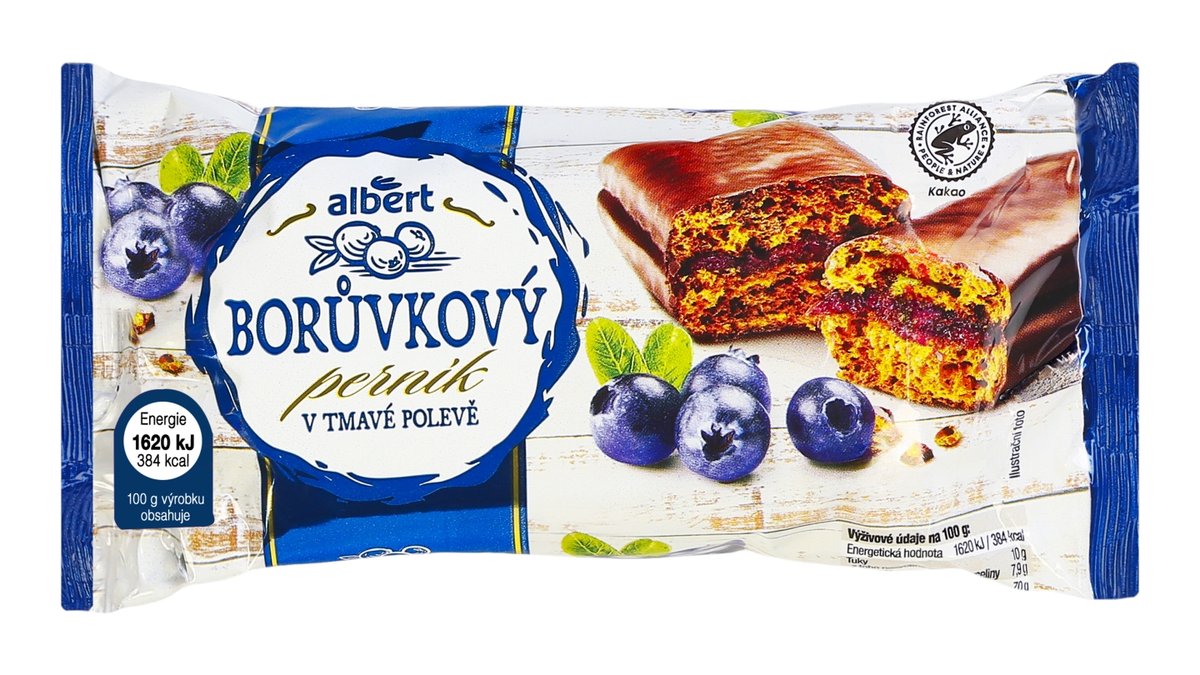 Albert perník borůvkový v tmavé polevě