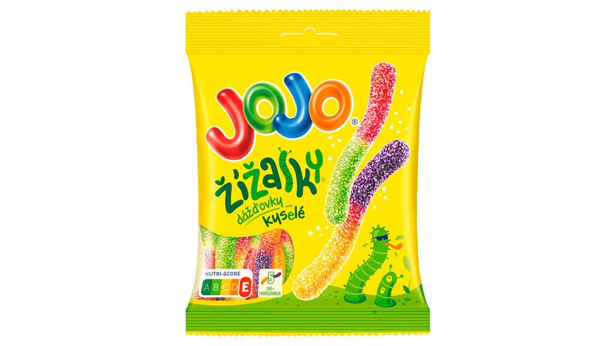 JOJO Kyselé žížalky želé bonbóny s ovocnými příchutěmi 80g