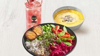 Objednať Menu Teriyaki Veggies bowl s polévkou a Icetea jahoda Bucco 0,5
