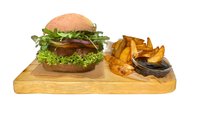 Objednať Green vegan burger + hranolky a bbq dip
