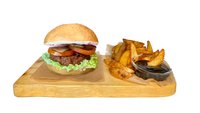 Objednať Simply vegan burger + hranolky a bbq dip