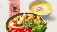 Objednať Menu Tomatový bowl, s polévkou a Icetea jahoda Bucco 0,5 l
