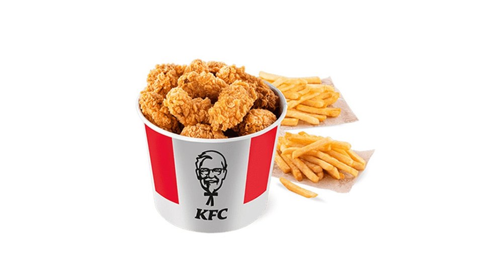 A bucket of 15 Hot wings + two fries