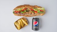 Objednať Menu : Bageta XL30cm s bravčovou šunkou + nápoj + snack