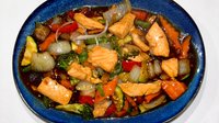 Objednať ŠTVRTOK (Špeciálne Menu 6) Losos na zelenine s teriyaki omáčkou a ryžou
