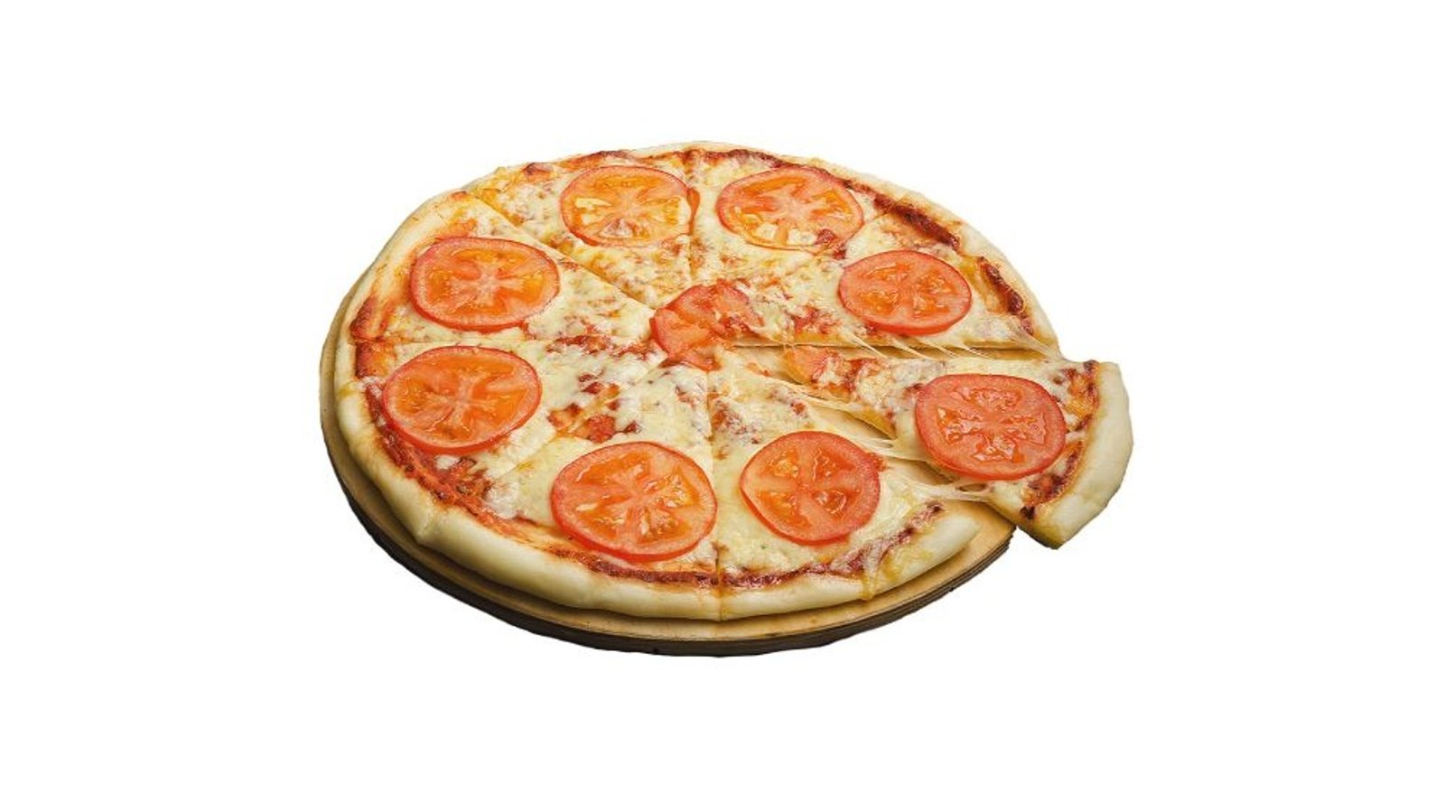 Пицца Маргарита томаты, сыр моцарелла.