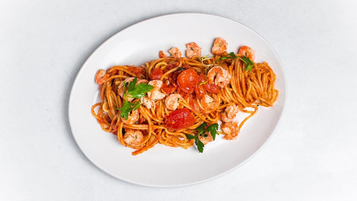 Spaghetti con Scampi e Pomodorini