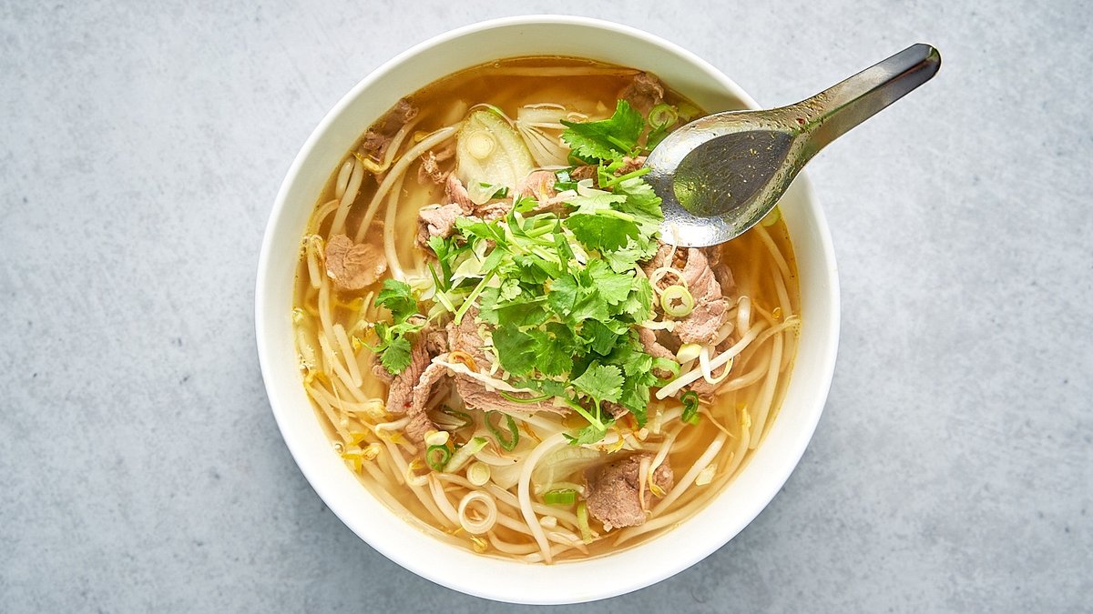 1. Flat Rice Noodle Soup “Pho Bo”