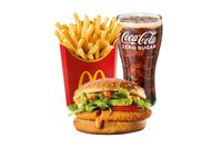 Hozzáadás a kosárhoz Erős Pistás Burger hús nélkül csípős sajtpogácsával McMenü® 