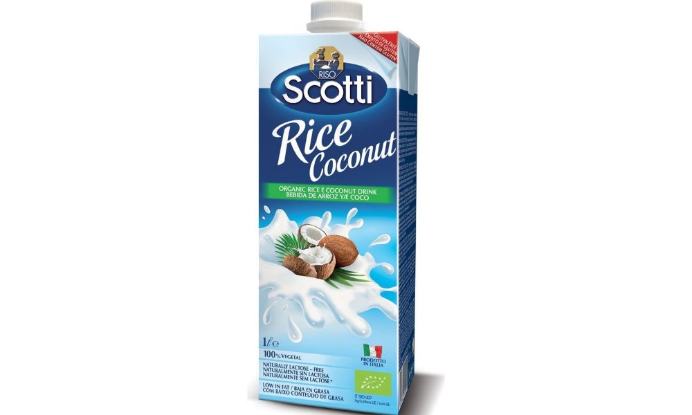 Рисовый напиток. Кокосовое молоко riso Scotti. Coconut and Rice Drink "Scotti Bio" 1 l. Напиток рисовый с кокосом 1л. Кокосово рисовое молоко.