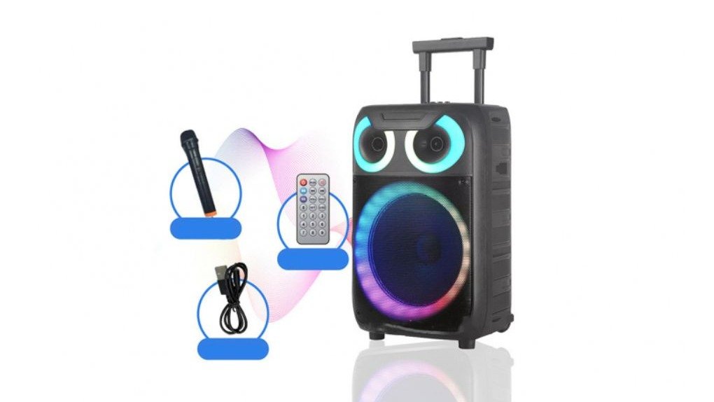 Andowl LED portable speaker, 180W PMPO, remote control, BT, AUX