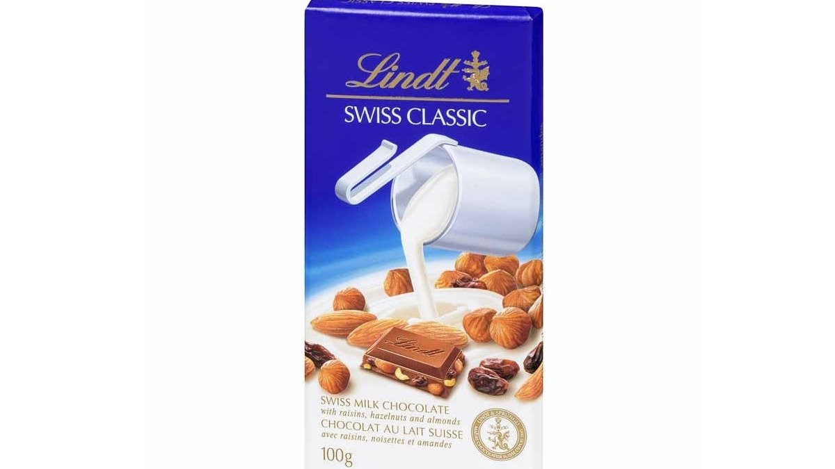 Lindt Milk Chocolate Bar with Raisins & Hazelnuts - 200g