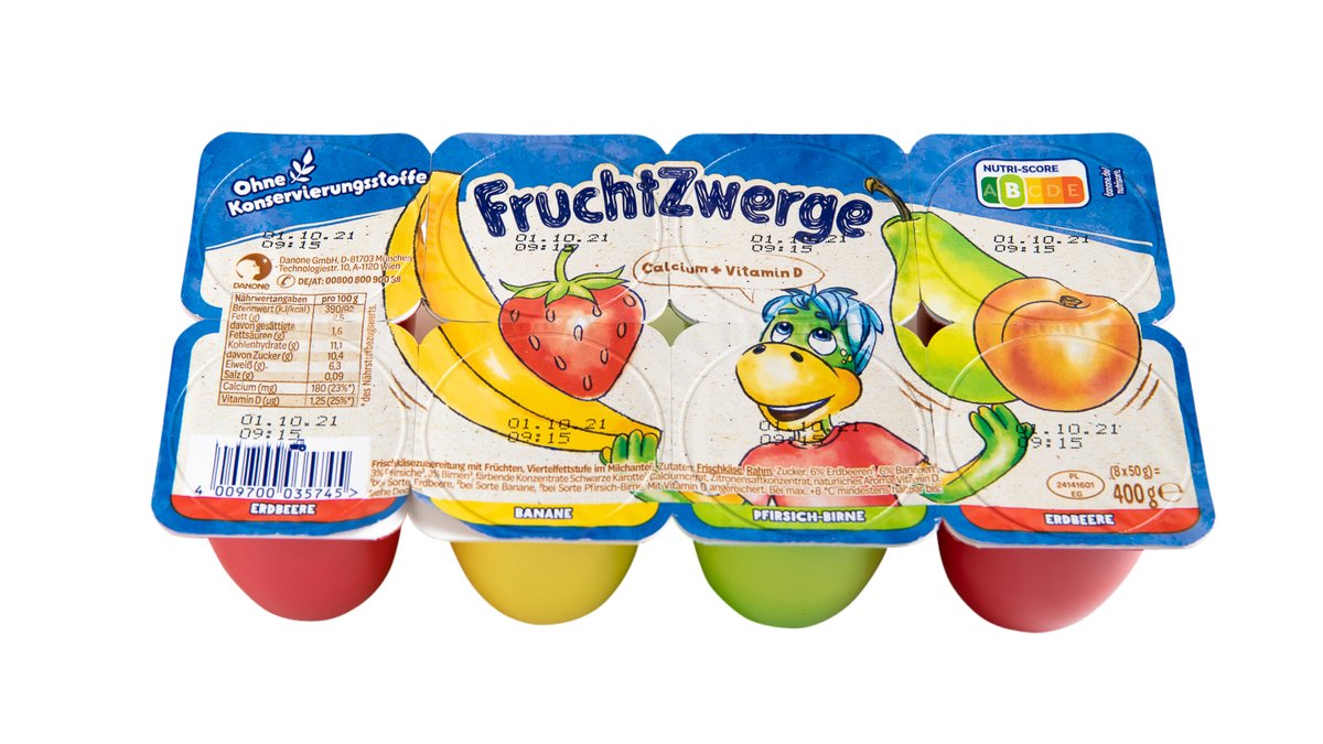 | Fruchtzwerge Pfirsich-Birne Gut & Wolt Banane, Urbanstraße Erdbeere, Nah Danone |