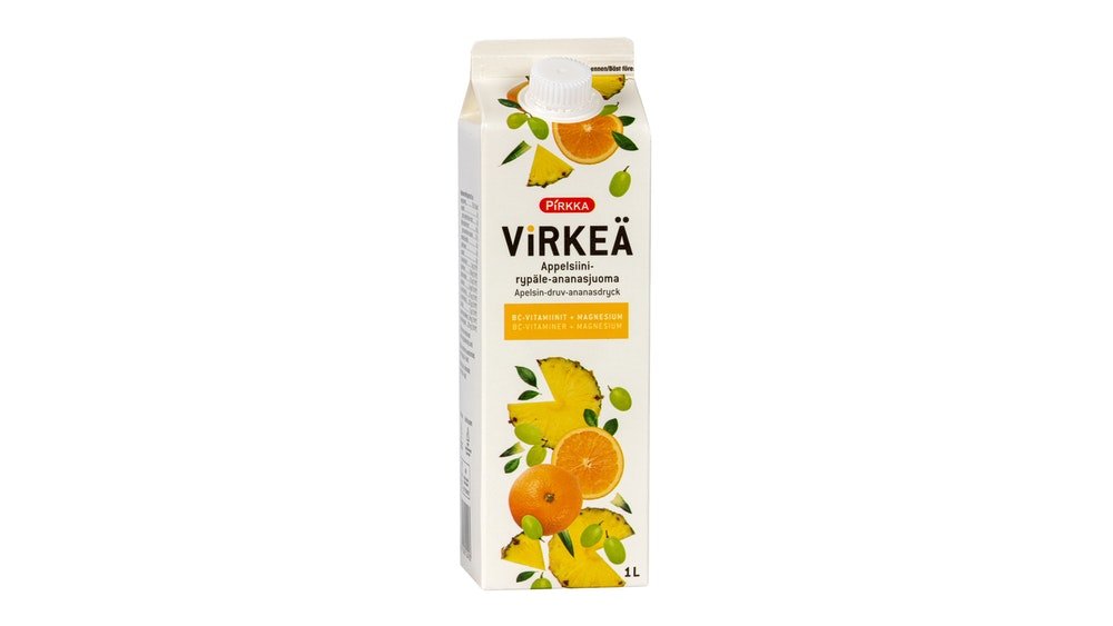 Pirkka Virkeä appelsiini-rypäle-ananasjuoma BC-vitamiinit + magnesium 1l –  K-Market Hakaniemi