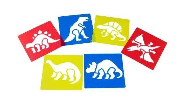 Dinosaur stencils pack of 6 washable plastic 
