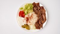 Objednať Teľací kebab na tanieri s ryžou a so zeleninou double