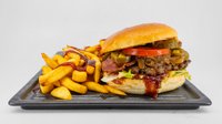 Objednať Bbq burger + steakové hranolky + dresink