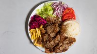 Objednať TK-11  Teľací kebab s hranolkami a ryžou