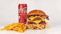 Objednať Flamthrower burger + hranolky + nápoj +dip