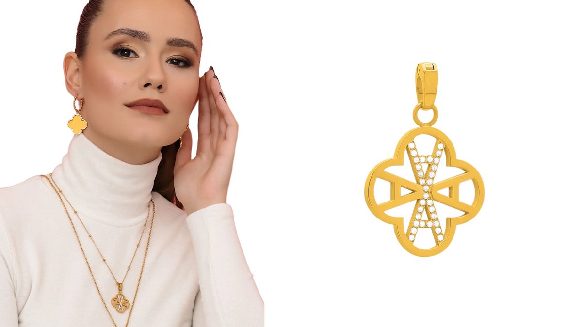 Carisma Logo Letter Pendant & Multi Facade Carisma Hoop Earrings