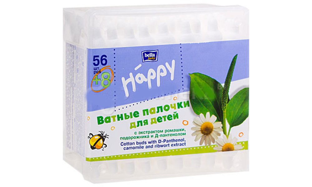 Подорожник с ромашкой. Ватные палочки  Bella Baby 56 шт. Bella Baby Happy ватные палочки с экстрактом ромашки. Ватные диски для детей Bella Baby Happy.