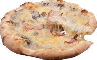 Hozzáadás a kosárhoz Tejszínes-húsos-gombás pizza 26cm-es vastag