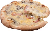 Hozzáadás a kosárhoz Tejszínes-húsos-gombás pizza 30cm-es vékony