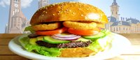 Hozzáadás a kosárhoz Hagymakarikás hamburger  kicsi, marhahússal +sült krumpli +0.33l-es coca-cola