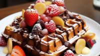 Objednať Vienna waffles with chocolate and berries