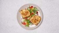 Objednať Chlebík s hummusom a cícerom + chrumkavé tofu, pražená cibuľka