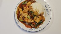 Objednať P80. Tofu po Sečuansku s rýži  🌶️🌶️
