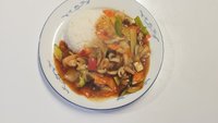 Objednať M54. Krevety s bambusem a houbami s rýži