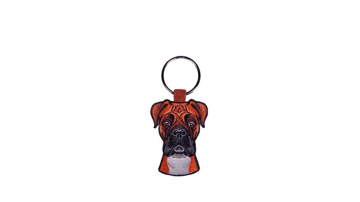 Boxer Dog Leather Keyring