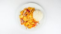 Objednať M22. Smažené sušené kuřecí nudličky na chilli s rýží - pálivé