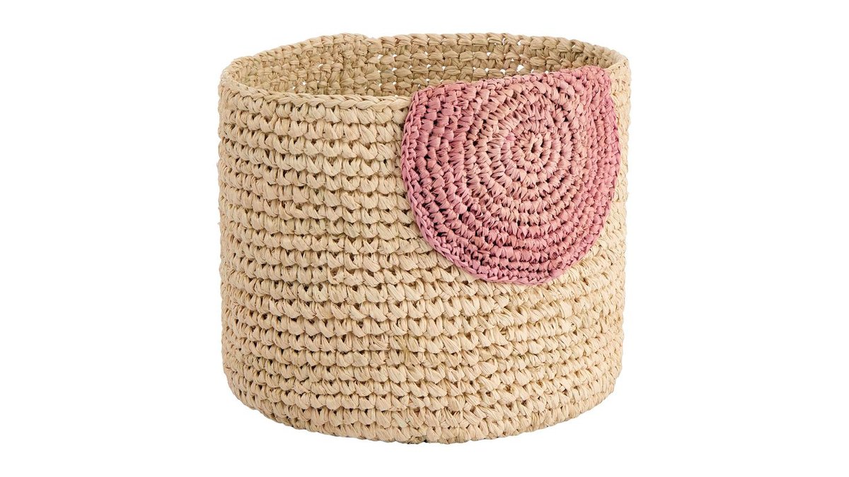 ISALO Korb, rose, Crochet Raffia, M BUTLERS München Tal Wolt
